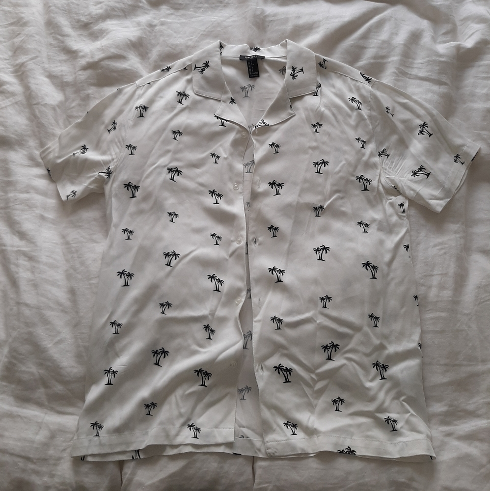Forever 21 White Shirt with Palm Tree pattern
